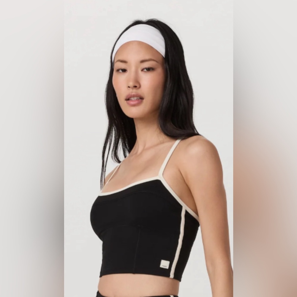 Vuori AllTheFeels Corset Black Tank with Cream Trim
